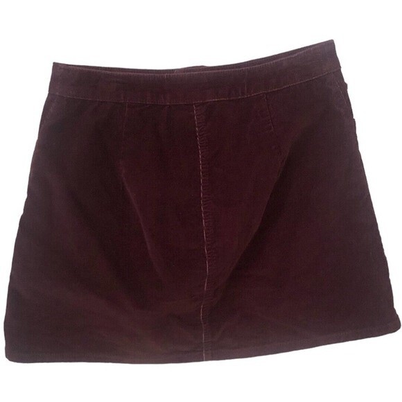 Express Women’s Corduroy Mini Skirt Size 4 / 27 Burgundy Button Front Casual - Picture 3 of 5